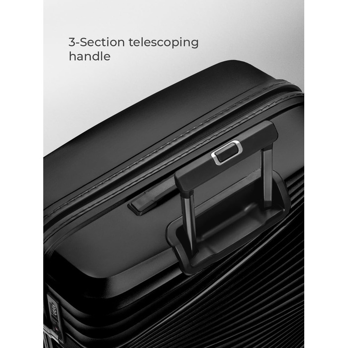 Ultra-light Hard Shell Checked Luggage | Large XL Trolley 50 x 32 x 75 cm | 103 Liters | 3.63 Kg Polypropylene | TSA Lock (Collection 02) (Black Metallic, Suitcase L (75 cm))