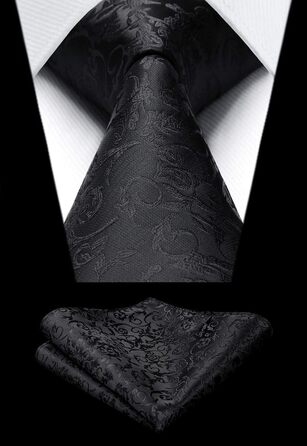 Костюмний жилет для чоловіків HISDERN з квітковим візерунком (павловус) чорного кольору, комплект: жилет, краватка, кишеньковий хустинка, матеріал: жаккард, розмір L