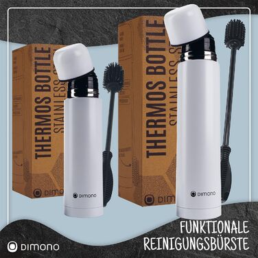 Термос з нержавіючої сталі з чашкою та щіткою, 500 мл; термос-термокана з подвійними стінками, ізольований, не протікає, придатний для миття в посудомийній машині, BPA-free