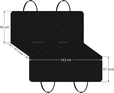 Автокрісло для собак Todeco: великі та середні породи, миється, знімається, з ременями безпеки та кишенями, чорне