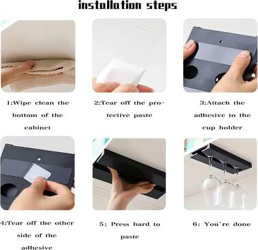 Тримачі для келихів вина, настінні, чорні - 2 шт.