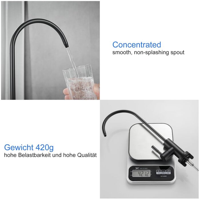 Чорний кухонний змішувач з витяжною системою 360° для фільтрів води, латунь