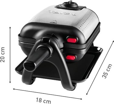Tefal King Size Waffle Maker WM756D | Double waffle maker for 2 Belgian waffles | Rotating function | Non-stick coated plates | Thick waffles | Temperature control | Easy cleaning | 120W | 1L
