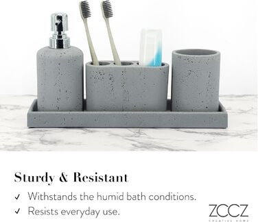 ZCCZ 4-Piece Bathroom Accessory Set, Black, with Soap Dispenser, Toothbrush Holder, Bathroom Tumbler, and Vanity Tray, Decorative Countertop Organizer