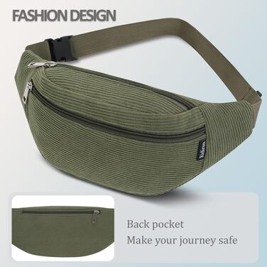 Поясна сумка чоловіча та жіноча стильна, 3 відділення на блискавці, для подорожей та активного відпочинку (Чорно-зелений)