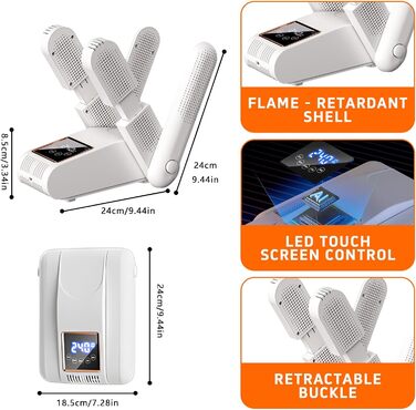 Електричний сушильник для взуття Schuhtrockner на 2 пари з таймером та UV-лампою, для футболок та лижних черевиків, білий