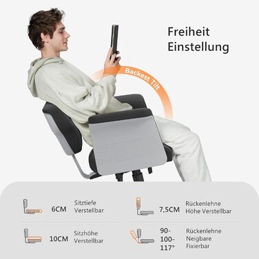 Офісне крісло Newtral FX-FF з регульованою висотою та (за бажанням) підлокітниками, поворотне, з гумовими колесами, для дому та офісу, модель Freedom-X FF (чорний)