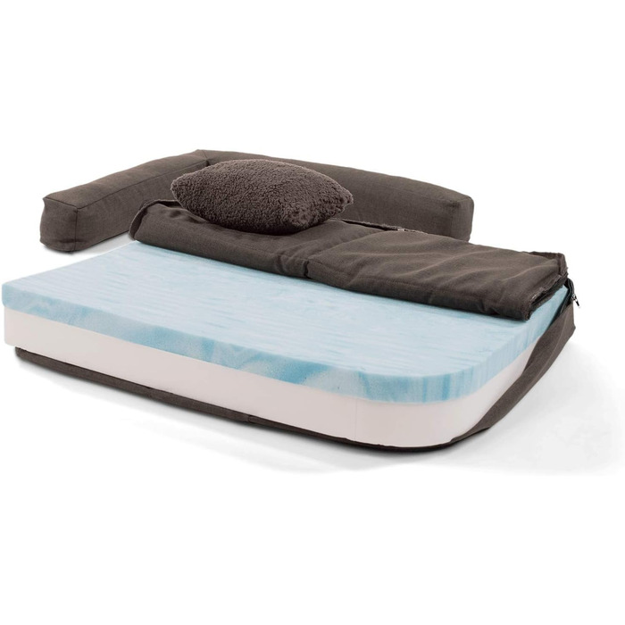 Ортопедичне собаче ліжко-софа Odin, миється, не слизьке, з піднятою спинкою, кошик для собак, розмір S/L 80x60 см, темно-коричневе