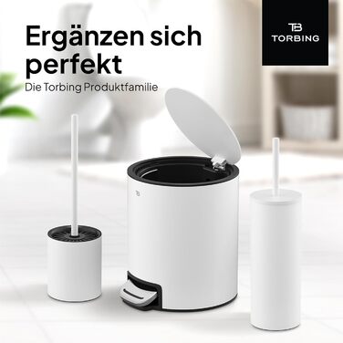 Набір для чищення унітазу TORBING Design з нержавіючої сталі - якісна щітка з закритим тримачем, силіконова щітка з ефектом лотоса, сучасний дизайн, елегантні кольори, подовжений ручка (Матовий перлинний білий)