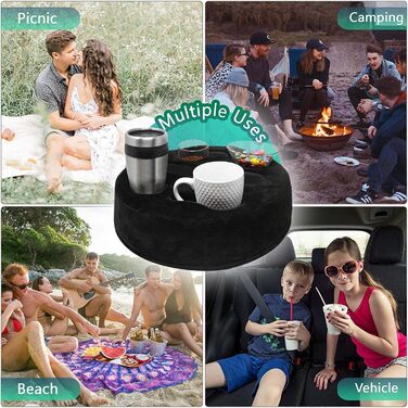 Sofa-Buddy Practical Couch Cup Holder, Couch Coaster, Sofa Cup Holder - The Perfect Couch Accessory (Big-SoftVelvet-Black)