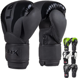 Боксерські рукавички LNX Nitro - чоловічі, жіночі, дитячі, 8, 10, 12, 14, 16 Oz - для кікбоксингу, боксу, муай-тай, ММА, спарингу, тренувань. Чорний колір, Ultimatte