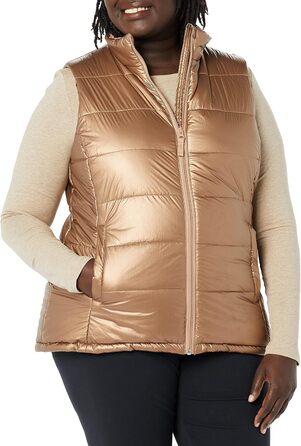 Жіноча жилетка Amazon Essentials з пухом, середньої щільності, на блискавці, темно-зелена (S, металевий тауп)