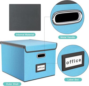 Okydoky Storage Boxes with Lid, Hanging File Folder Box made of Fiberboard and Paper in Stylish Linen Look, Suitable for Home and Office, File and Toy Storage Box (Sky-blue, 1pc).DE Sky Blue