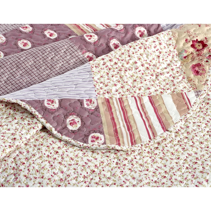 Комплект постільної білизни Brilliant Sunshine Grey Heart Love Patchwork (2 шт.): ковдра та наволочка, двоспальне ліжко, стегане покривало, рожевий, для дому