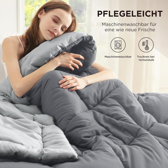 BEDSURE Ковдра постійна 135x200 см - Ковдра для всіх сезонів, 300 GSM, двостороння сіра/світло-сіра, м'яка та тепла, для алергіків, 135x200 см