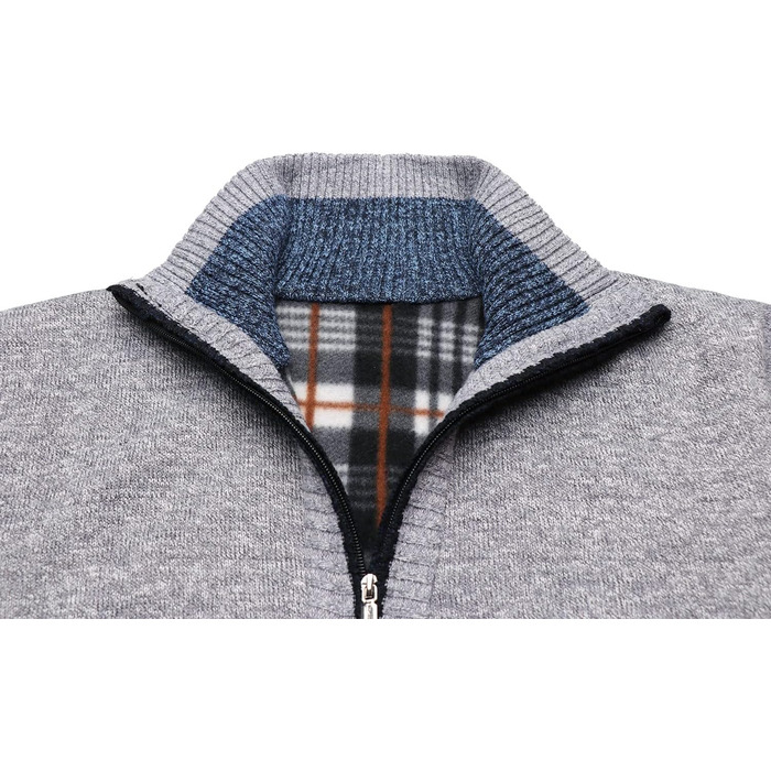 Чоловічий кардиган з флісовою підкладкою: стильна в'язана куртка-світшот на зиму (C-dark grey, C-grey, XXL)