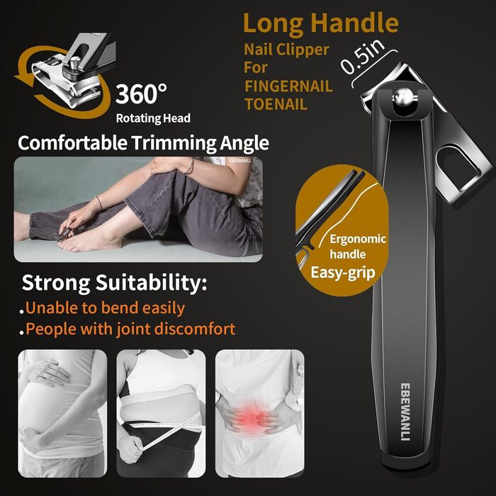 Кусачки для нігтів Zehennagelknipser для товстих нігтів, набір для літніх людей, широкі губки, прямі, міцні для врослих нігтів та пальців, обертові