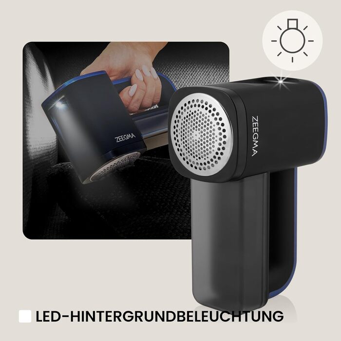 ZEEGMA LINTEE Чорний Фетрошліфувальник Електричний для різних тканин, 5W, 3 набори лез, 3 швидкості, контейнер 100 г, LCD дисплей, акумулятор 1800 mAh, LED підсвічування, USB-C кабель