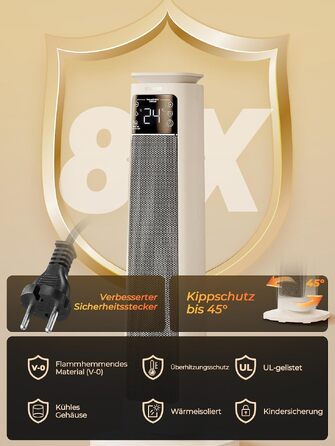 Керамічний обігрівач повітря PTC 2000W з пультом, таймером та ECO-режимом, безшумний електричний конвектор для дому та офісу