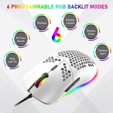 Ігровий комплект клавіатури та миші MK21: RGB механічна клавіатура 60% (62 клавіші), миша 6400 DPI, килимок для миші. Сумісність з PS4, Xbox, PC. Чорний/Blue Switch (White)