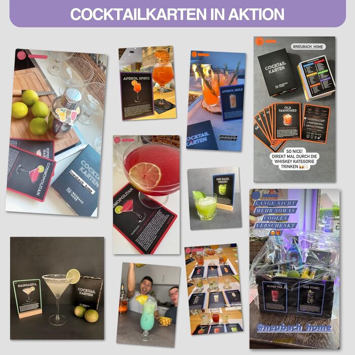 Neubach Home Cocktail Cards - Set of 50 recipes including explanations and videos - Bar accessories - Party decorations - Gift ideas - Recipe book