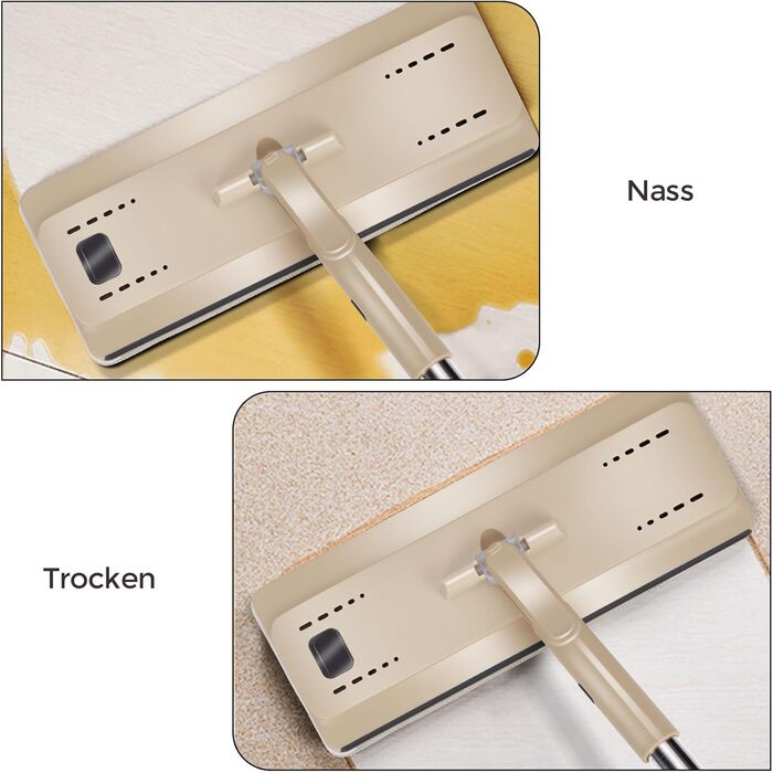 Mop Set with Bucket, Masthome Floor Mop Set with Adjustable Stainless Steel Handle, Bucket with Mop and 6 Microfiber Mop Pads, Cleaning Set with Floor Mop for All Floor Types Floor Cleaning