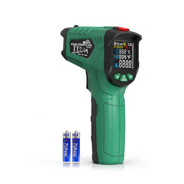 Інфрачервоний термометр SQECH для вимірювання температури -50℃~ 600℃ з регульованим коефіцієнтом випромінювання та кольоровою підсвіткою, для приготування їжі, піци, холодильників, промисловості (зелений)