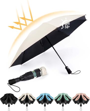 Чакіпі - парасолька велика, стійка до вітру, компактна для подорожей, автоматична, для жінок та чоловіків, UV-захист, блакитна, діаметр 97 см, 8 спиць