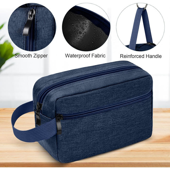 Чоловічий/Жіночий дорожній косметичний несесер для туалетних аксесуарів з подвійною блискавкою, блакитний