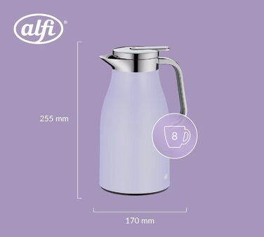 Термос Alfi SKYLINE 1.0л лавандово-матовий, нержавіюча сталь з гігієнічним скляним вкладишем, термоізоляція, зручний кришкою з кнопкою, ергономічна ручка, для кави та чаю, 1000 мл