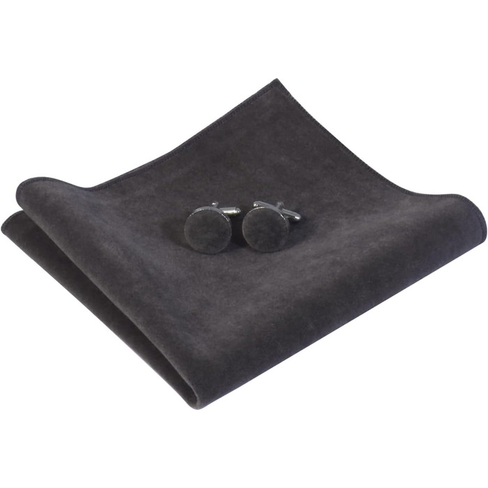 HOULIFE Набір краваток для чоловіків - Регульована краватка з оксамиту, готовий вузький кравецький аксесуар, однотонний нагрудний хустинка, комплект запонок для сорочок для нареченого, весілля, формальний стиль з подарунковою коробкою (Темно-сірий)