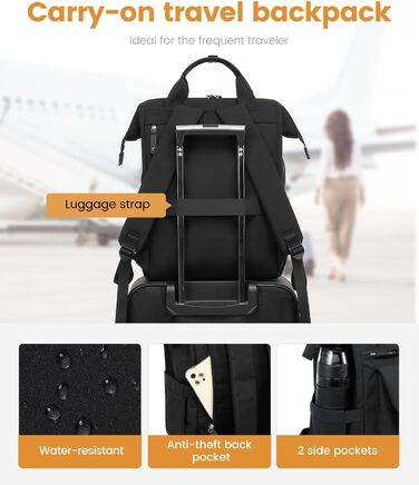 Рюкзак LOVEVOOK для дівчат та хлопців, чорний, водонепроникний, 15.6