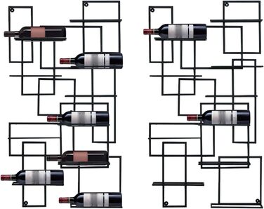 Підвісна полиця для вина на 10 пляшок, металева, чорна, 110x60x10 см (2 шт.)