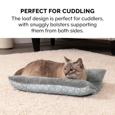 Лягу для собак Furhaven: велике, середнє, мале, для будки, дивана, крісла. Сірий ковдровий лежак з візерунком ромбічної форми, 46x41x7 см