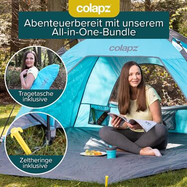 Colapz Camping Shower Tent & Pop-Up Toilet Tent with Storage - Privacy Beach Shelter & Outdoor Changing Room (Blue)