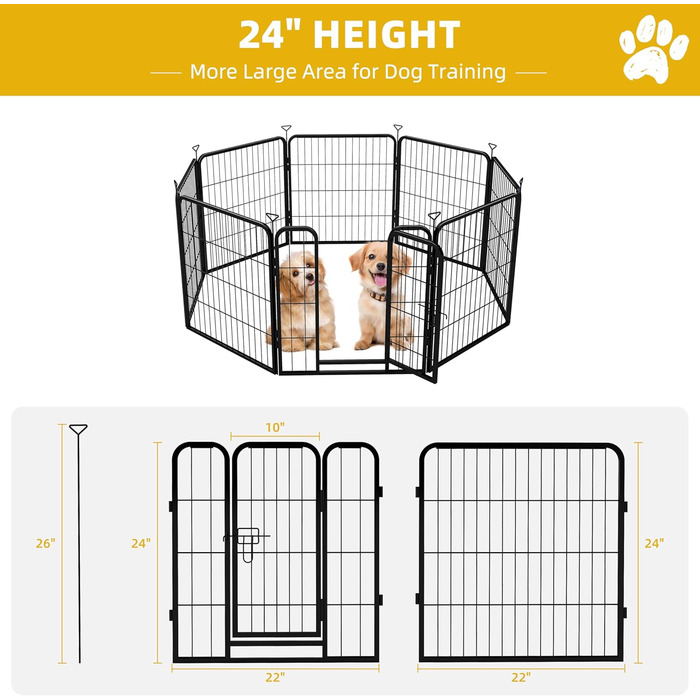 Клітка для собак на вулицю, загін для тварин, вольєр для цуценят, 61x6 панелей, чорний