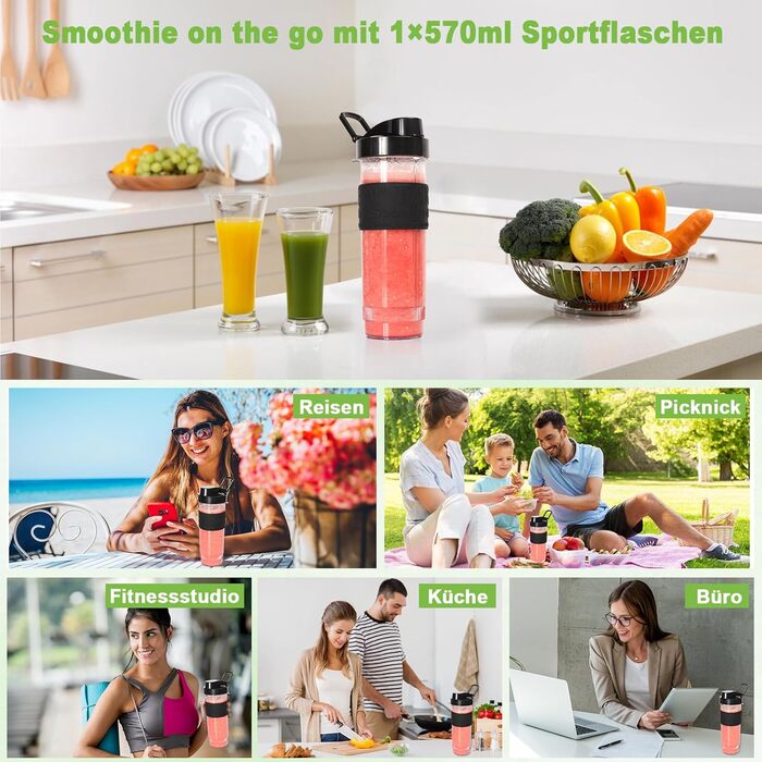 500W Stainless Steel Portable Blender - Smoothie & Shake Maker with BPA-Free Tritan Bottles
