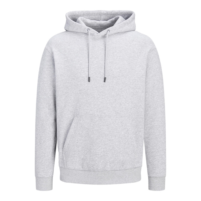 Чоловічий худі Jack & Jones однотонний з капюшоном, світло-сірий меланж, розмір L