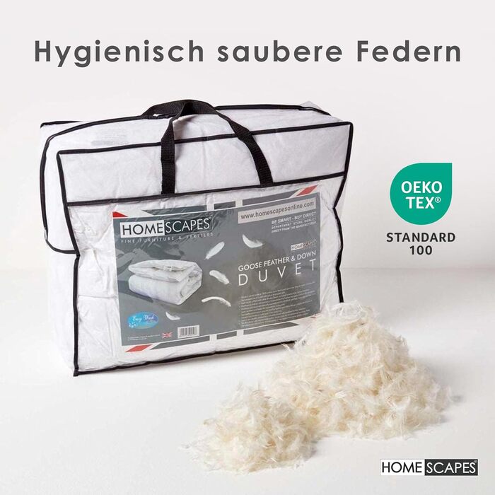 Homescapes Warm Winter Comforter, 230 cm x 220 cm, Down Comforter Heat Class 4-5 with 85% Goose Down and 15% Feathers, Down Comforter, Quilted Comforter Öko-Tex Certified 230 x 220 cm