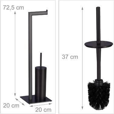 Relaxdays Toilet Accessories Set - Toilet Paper Holder, Toilet Brush & Holder, Standing, Black