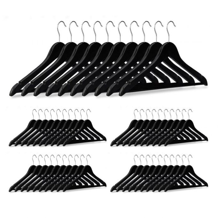 Relaxdays Wooden Clothes Hangers, 50-Piece Set