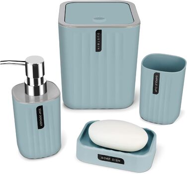 Набір аксесуарів для ванної кімнати IMAVO 4 шт. (зубний стакан, мильниця, диспенсер, тримач для зубних щіток) - Зелений