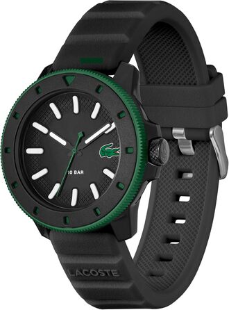 Годинник Lacoste 12.12 Scuba чоловічий кварцовий з силіконовим ремінцем (чорний)