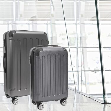 Валіза ручної поклажі TRVLMORE 54x36x20 см - жорсткий корпус, з колесами, сірий (2 шт. у наборі)