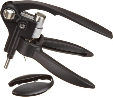 Le Creuset Professional Corkscrew Set with Matching Capsule Cutter, Wine Cork Removal, Black/Silver, Metal, LM250, 49005000000700