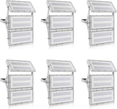 Viugreum Upgrade LED Floodlight 24000LM Floodlight Outdoor IP65 Outdoor Floodlight 6500K Floodlight Cold White Spotlight Outdoor Floodlight Floodlight with 50cm Cable for Backyard Driveway Garage Hallway (6 PACK 300W)