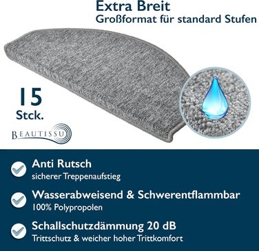 Beautissu Non-Slip Stair Treads - 15 Pack, 2.2