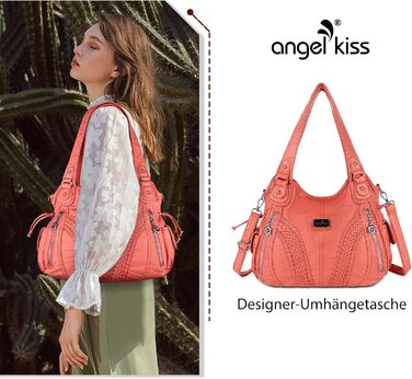 Сумка жіноча AngelKiss через плече, водонепроникна PU шкіра, коралова - багатофункціональна сумка-месенджер