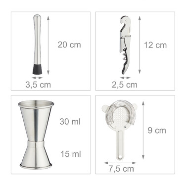 Relaxdays 10-Piece Cocktail Set with Stand