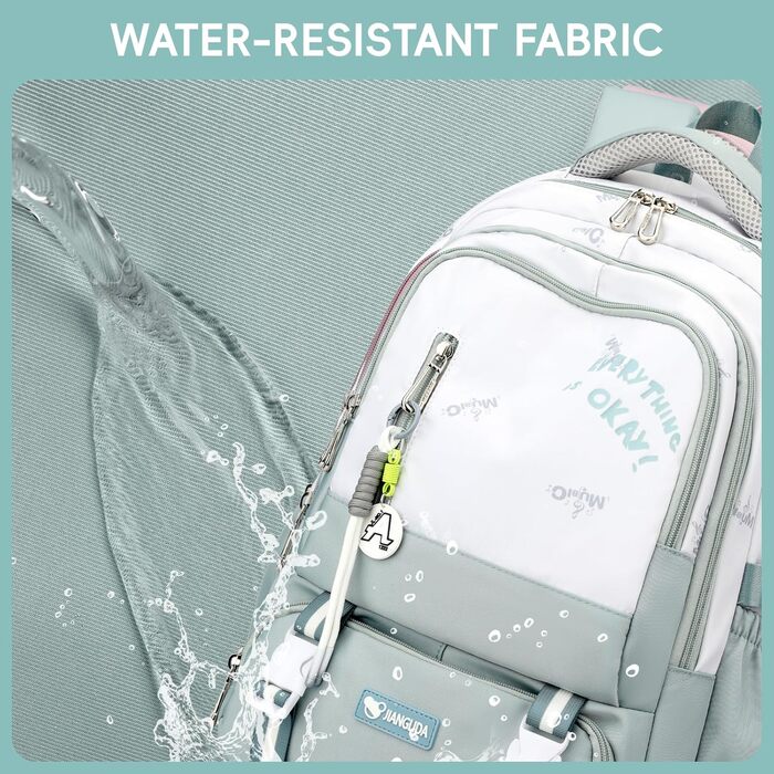 Шкільний рюкзак для підлітка, 36L, для дівчаток 3-9 клас, великий стильний рюкзак для ноутбука 16 дюймів, повсякденний, сумісний з візком (світло-блакитний)